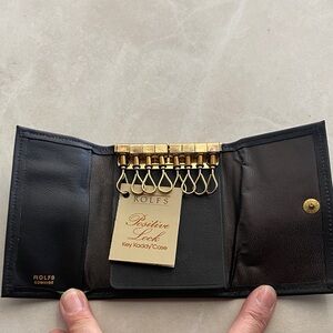 Rolfs Black Leather Key Organizer with Gold Accents